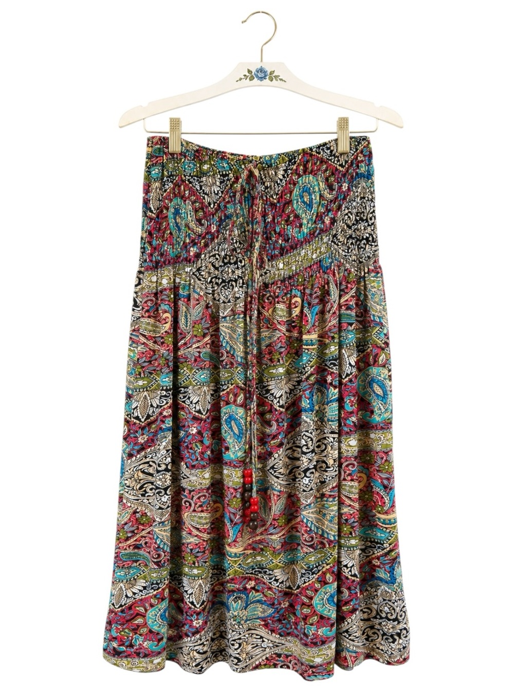 Isla Bonita Plus Size Paisley Swim Cover Up Skirt Boho High Low‎ Maxi 1X